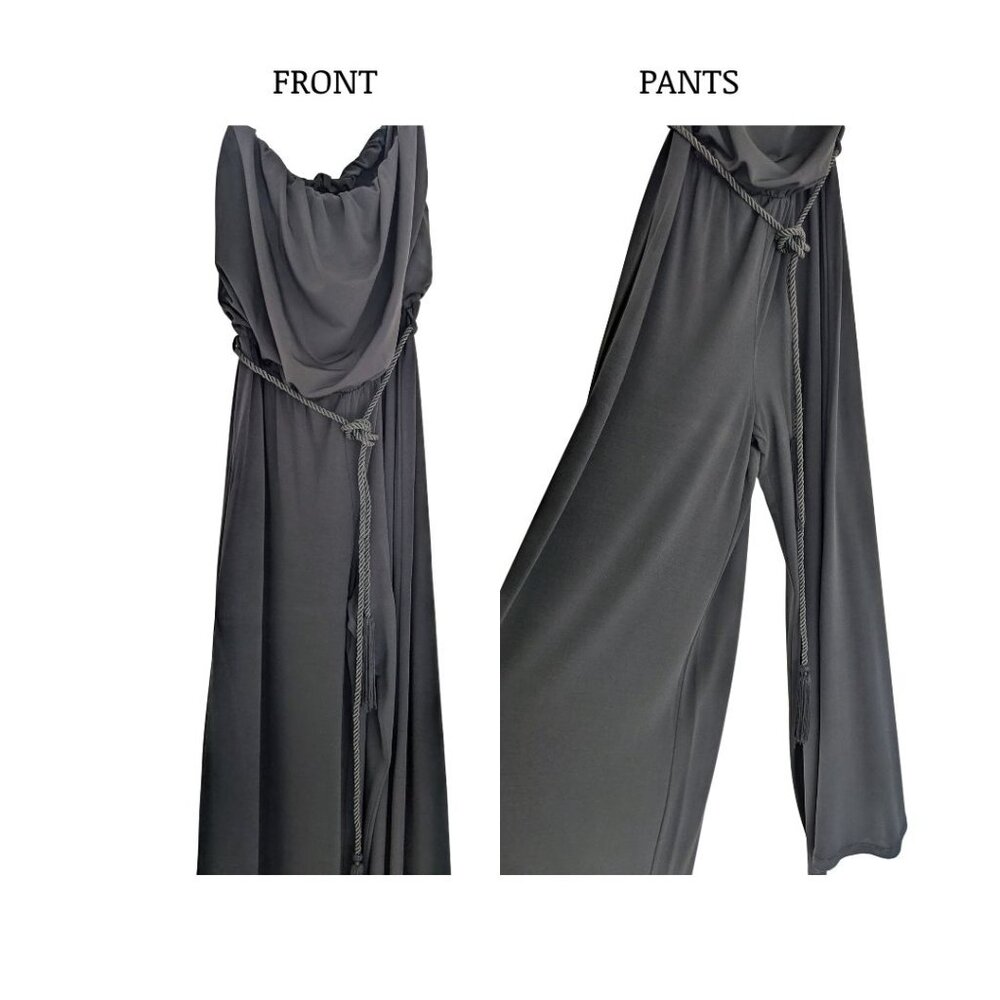 Ariella Black Draped Sleeveless Wide-Leg Jumpsuit with Rope Belt